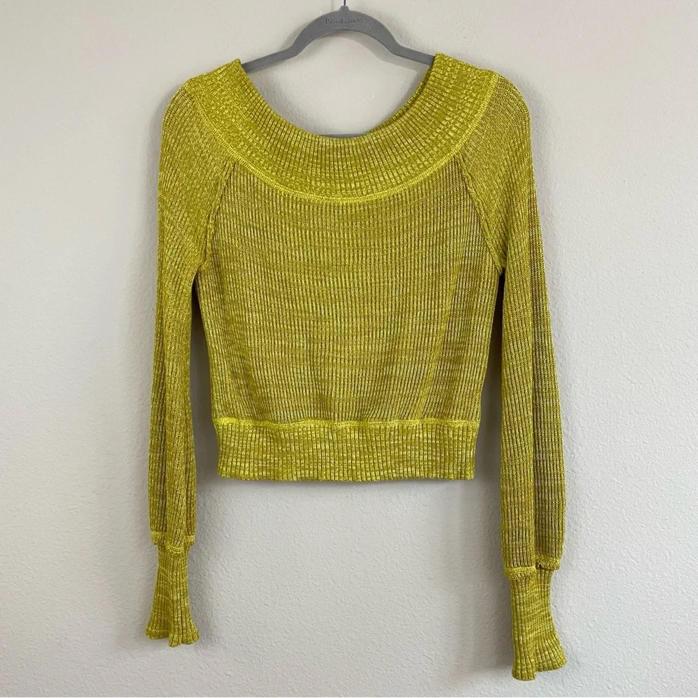 Free People Rush‎ Crush Off the Shoulder Crop Sweater in Verbena Combo Size XS